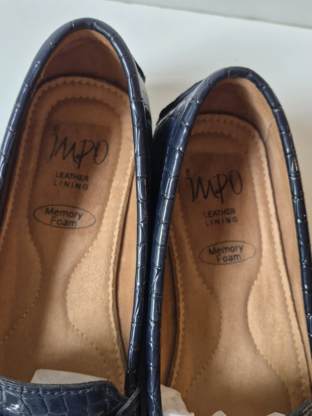 Impo Navy Croc-Embossed Slip-On Flats